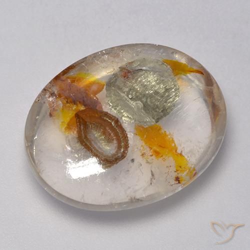 16.86ct Natural Multicolor Cuarzo con marcasita, Ovalada, Transparente