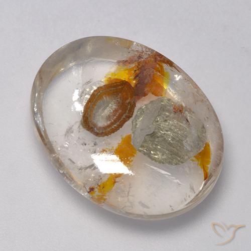 Cuarzo con marcasita Multicolor natural de 16.86 ct, Ovalada, Transparente