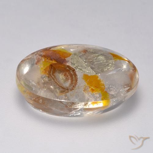 Cuarzo con marcasita Multicolor natural de 16.86 ct, Ovalada, Transparente