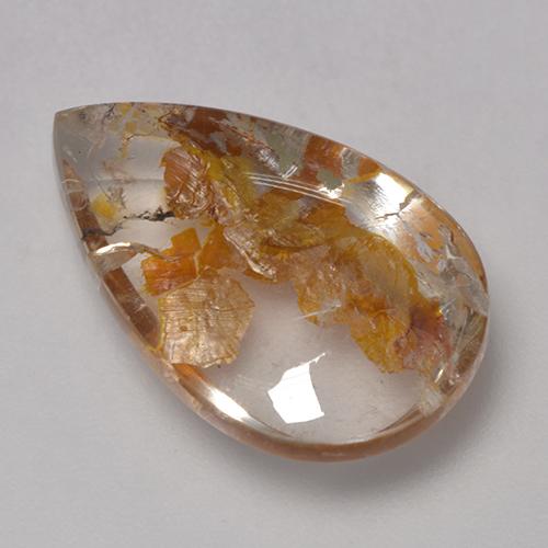 Cuarzo con marcasita multicolor natural de 8,86 ct, en forma de pera, transparente