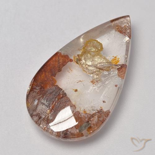 Cuarzo con marcasita Multicolor natural de 12.68 ct, En forma de pera, Transparente