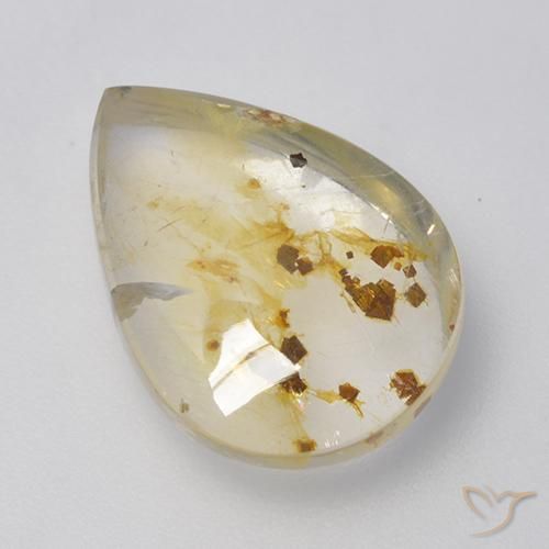 Cuarzo con marcasita Multicolor natural de 5.72 ct, En forma de pera, Transparente