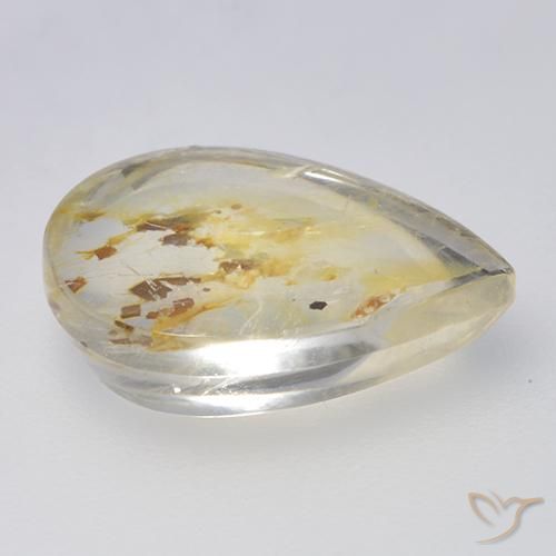 Cuarzo con marcasita Multicolor natural de 5.72 ct, En forma de pera, Transparente