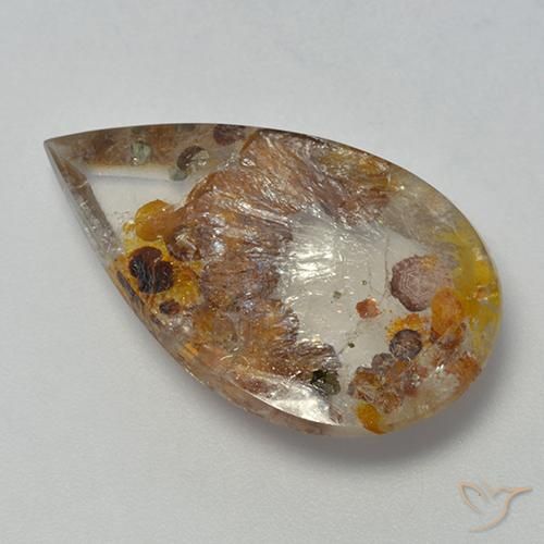 Cuarzo con marcasita Multicolor natural de 13.85 ct, En forma de pera, Transparente