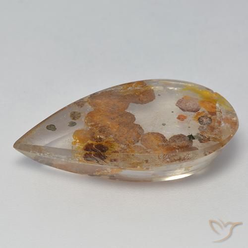 Cuarzo con marcasita Multicolor natural de 13.85 ct, En forma de pera, Transparente