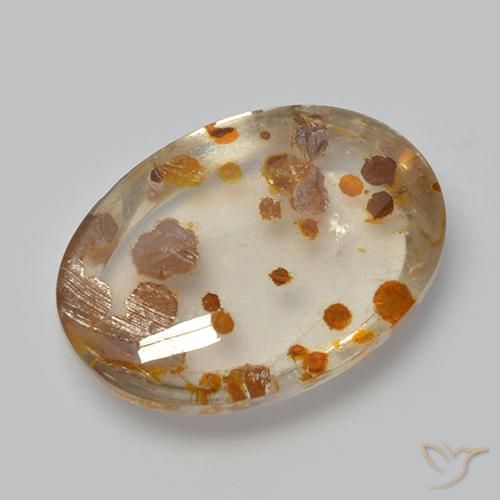 12.37ct Natural Multicolor Cuarzo con marcasita, Ovalada, Transparente