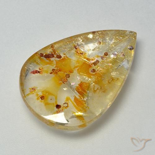 Cuarzo con marcasita Multicolor natural de 13.08 ct, En forma de pera, Transparente