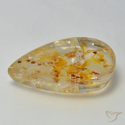 Cuarzo con marcasita Multicolor natural de 13.08 ct, En forma de pera, Transparente