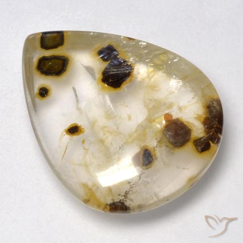 Cuarzo con marcasita Multicolor natural de 16.06 ct, En forma de pera, Transparente