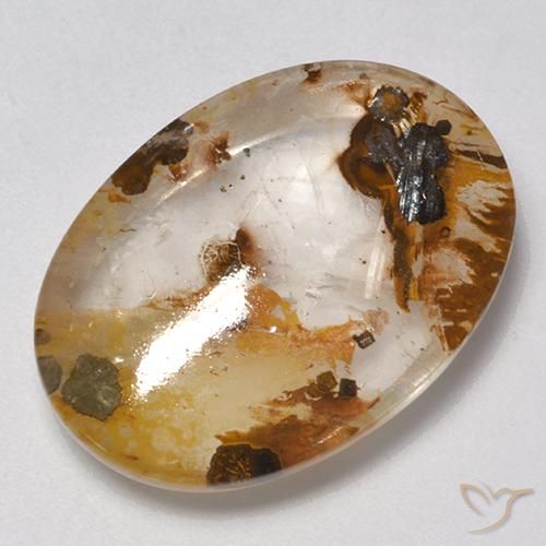 21.00ct Natural Multicolor Cuarzo con marcasita, Ovalada, Transparente