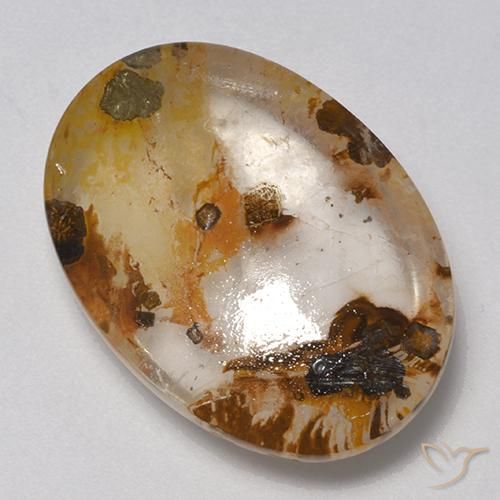 Cuarzo con marcasita Multicolor natural de 21.00 ct, Ovalada, Transparente