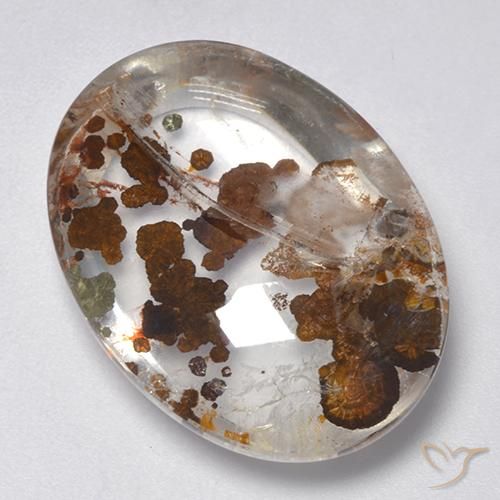 Cuarzo con marcasita Multicolor natural de 25.77 ct, Ovalada, Transparente