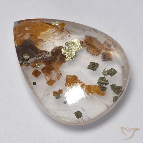 25.26ct Natural Multicolor Cuarzo con marcasita, En forma de pera, Transparente