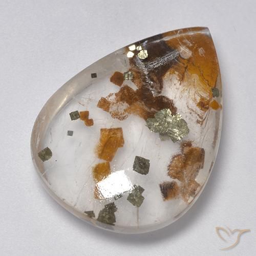 Cuarzo con marcasita Multicolor natural de 25.26 ct, En forma de pera, Transparente