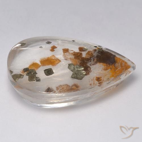 Cuarzo con marcasita Multicolor natural de 25.26 ct, En forma de pera, Transparente