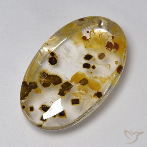 26.59ct Natural Multicolor Cuarzo con marcasita, Ovalada, Transparente