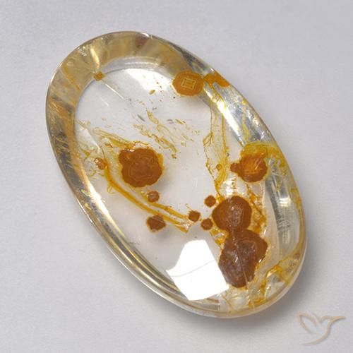 Cuarzo con marcasita Multicolor natural de 27.58 ct, Ovalada, Transparente