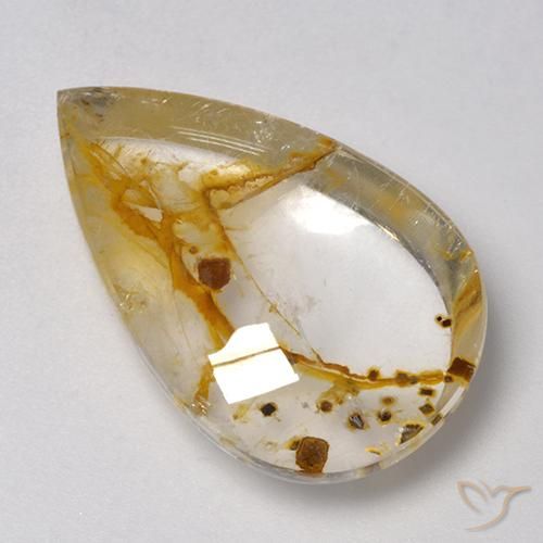 Cuarzo con marcasita Multicolor natural de 21.80 ct, En forma de pera, Transparente
