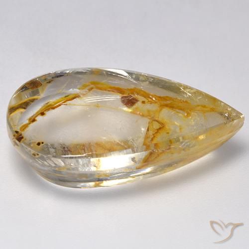 Cuarzo con marcasita Multicolor natural de 21.80 ct, En forma de pera, Transparente