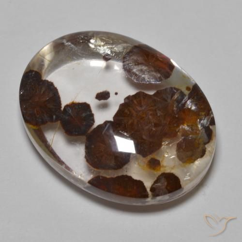 Cuarzo con marcasita Multicolor natural de 32.37 ct, Ovalada, Transparente