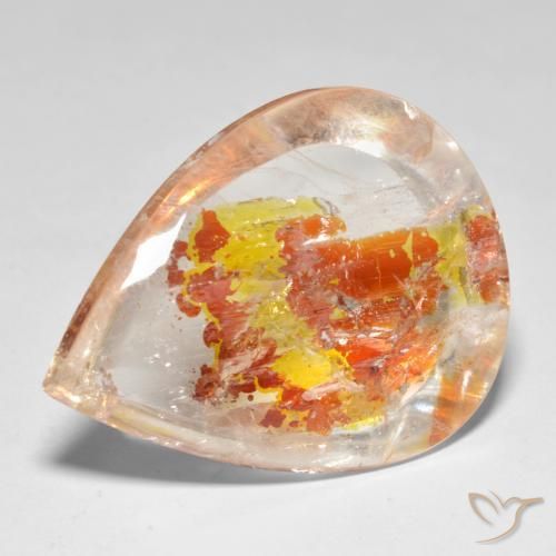 37.46ct Natural Multicolor Cuarzo con marcasita, En forma de pera, Transparente