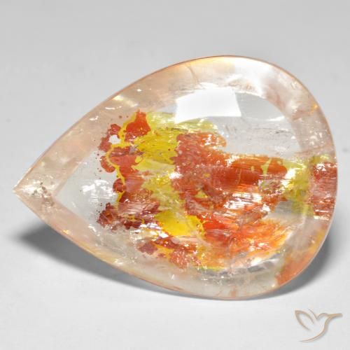 Cuarzo con marcasita Multicolor natural de 37.46 ct, En forma de pera, Transparente