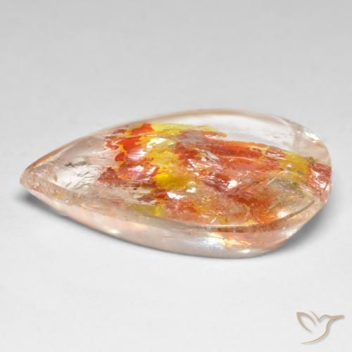 Cuarzo con marcasita Multicolor natural de 37.46 ct, En forma de pera, Transparente