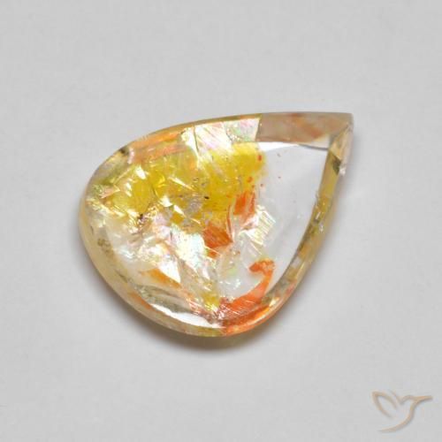 Cuarzo con marcasita Multicolor natural de 4.45 ct, En forma de pera, Transparente