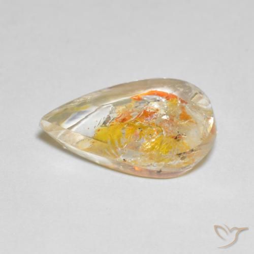 Cuarzo con marcasita Multicolor natural de 4.45 ct, En forma de pera, Transparente