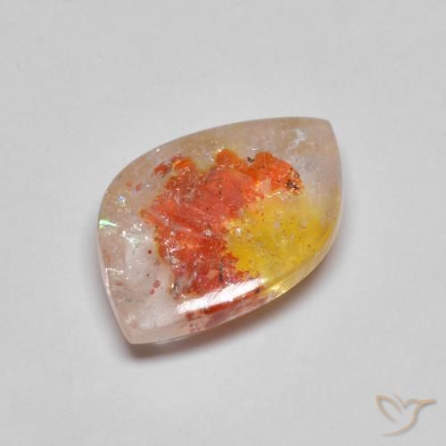 Cuarzo con marcasita multicolor natural de 5,96 ct, forma elegante, transparente