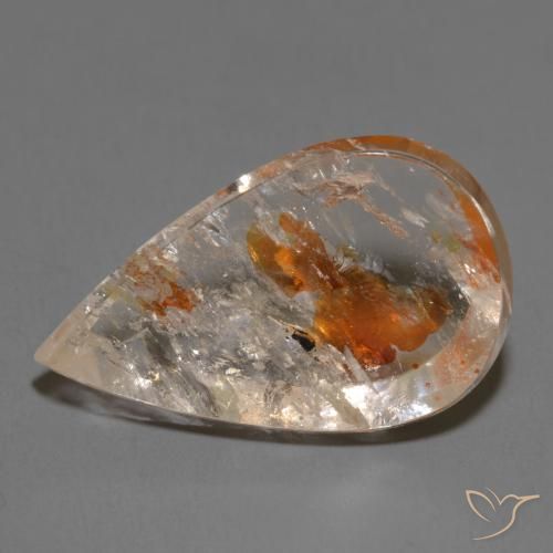 14.58ct Natural Multicolor Cuarzo con marcasita, En forma de pera, Transparente