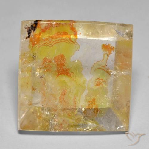 21.57ct Natural Amarillo dorado Cuarzo con marcasita, Cuadrado, Transparente