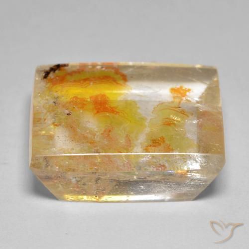Cuarzo con marcasita Amarillo dorado natural de 21.57 ct, Cuadrado, Transparente