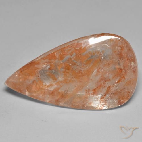 26.01ct Natural Naranja rojizo Cuarzo con marcasita, En forma de pera, Transparente