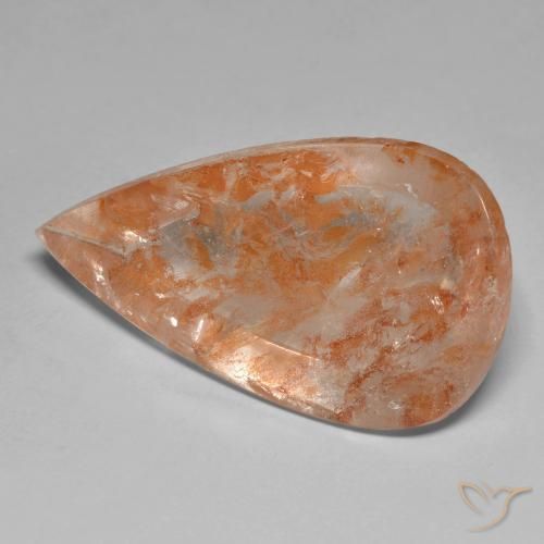 Cuarzo con marcasita Naranja rojizo natural de 26.01 ct, En forma de pera, Transparente
