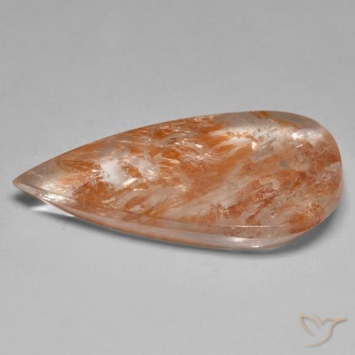 Cuarzo con marcasita Naranja rojizo natural de 26.01 ct, En forma de pera, Transparente