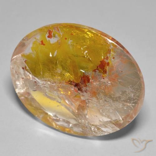 Cuarzo con marcasita Multicolor natural de 44.84 ct, Ovalada, Transparente