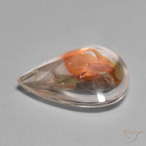 Cuarzo con marcasita Multicolor natural de 6.17 ct, En forma de pera, Transparente