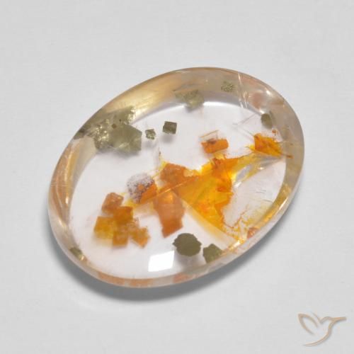 9.89ct Natural Multicolor Cuarzo con marcasita, Ovalada, Transparente