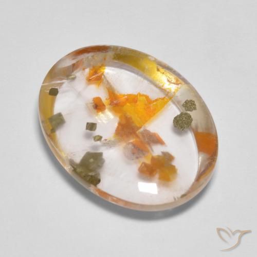 Cuarzo con marcasita Multicolor natural de 9.89 ct, Ovalada, Transparente