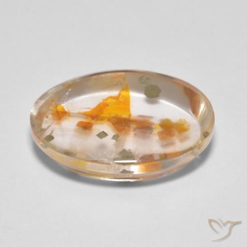 Cuarzo con marcasita Multicolor natural de 9.89 ct, Ovalada, Transparente
