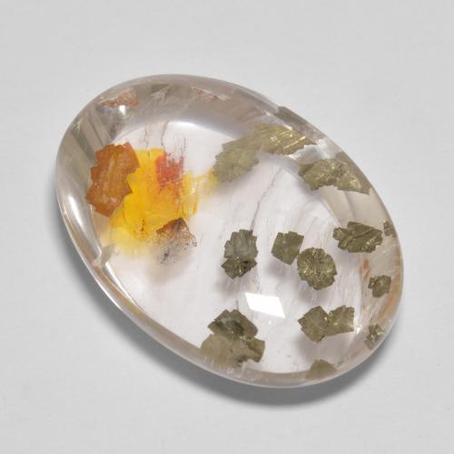 Cuarzo con marcasita Multicolor natural de 17.03 ct, Corte Óvalo, Transparente