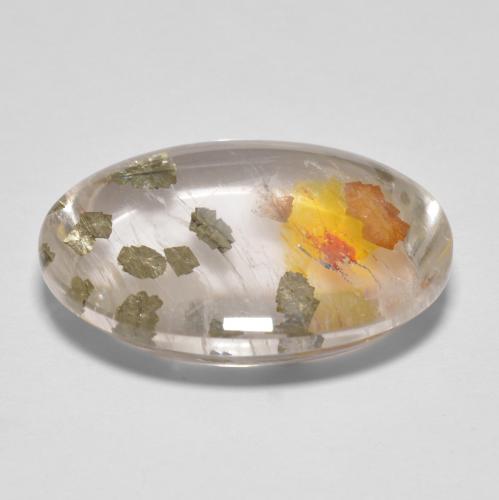 Cuarzo con marcasita Multicolor natural de 17.03 ct, Corte Óvalo, Transparente