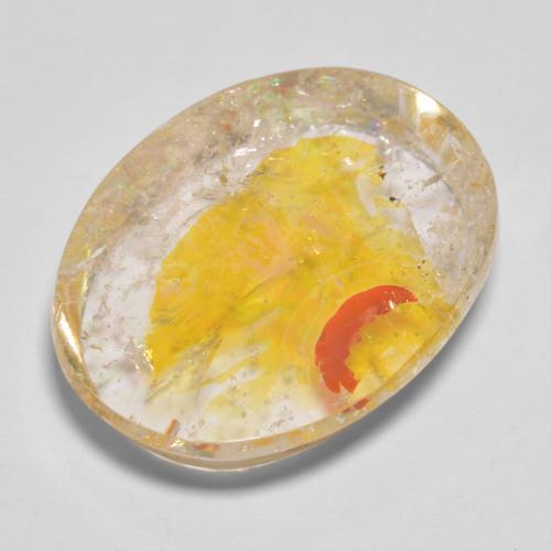 Cuarzo con marcasita dorado natural de 22,71 ct, corte óvalo, transparente