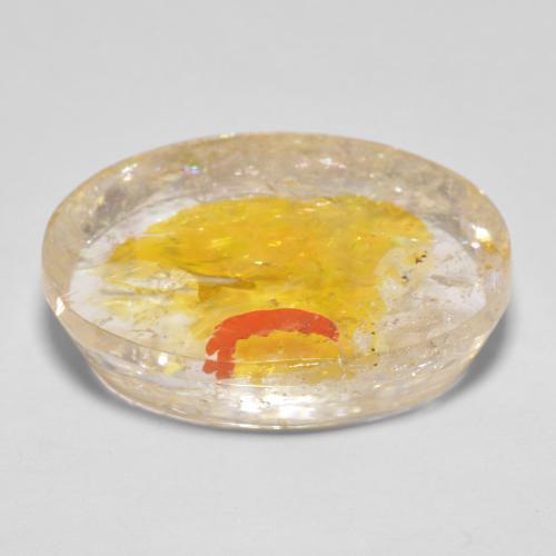 Cuarzo con marcasita dorado natural de 22,71 ct, corte óvalo, transparente