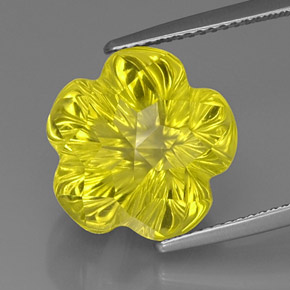 Cuarzo amarillo natural de 12,53 ct, corte flor, transparente