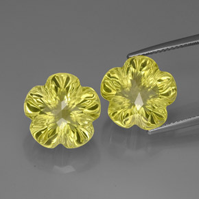 Gemas de cuarzo amarillo natural de  ct, corte flor, transparente