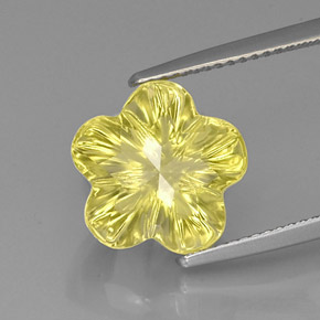 Cuarzo amarillo natural de 6,62 ct, corte flor, transparente