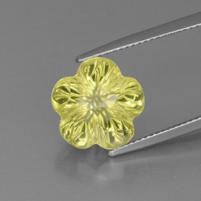 Cuarzo amarillo natural de 7,35 ct, corte flor, transparente