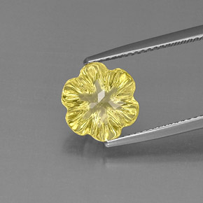 Cuarzo amarillo natural de 3,40 ct, corte flor, transparente